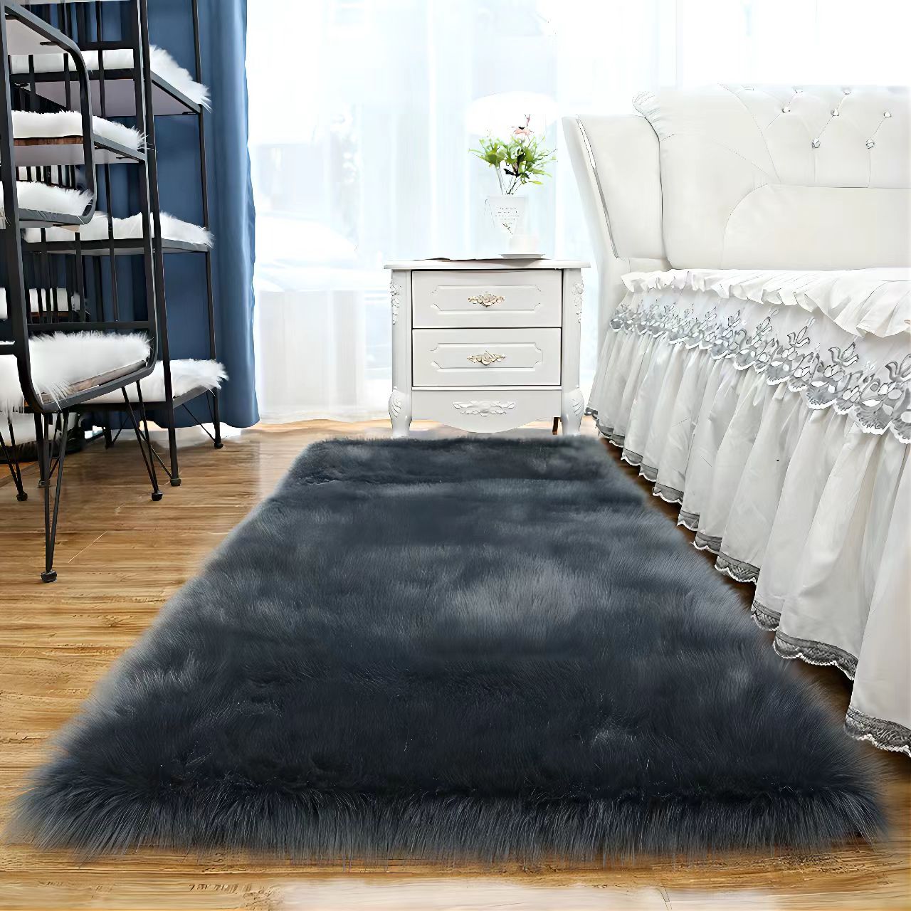 L.Pink Super Soft Faux Fur Area Rugs