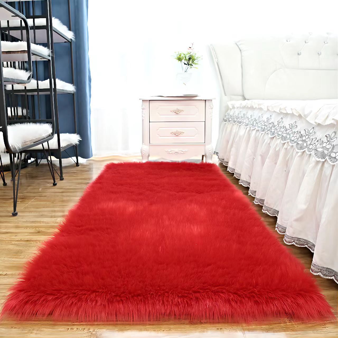 L.Pink Super Soft Faux Fur Area Rugs