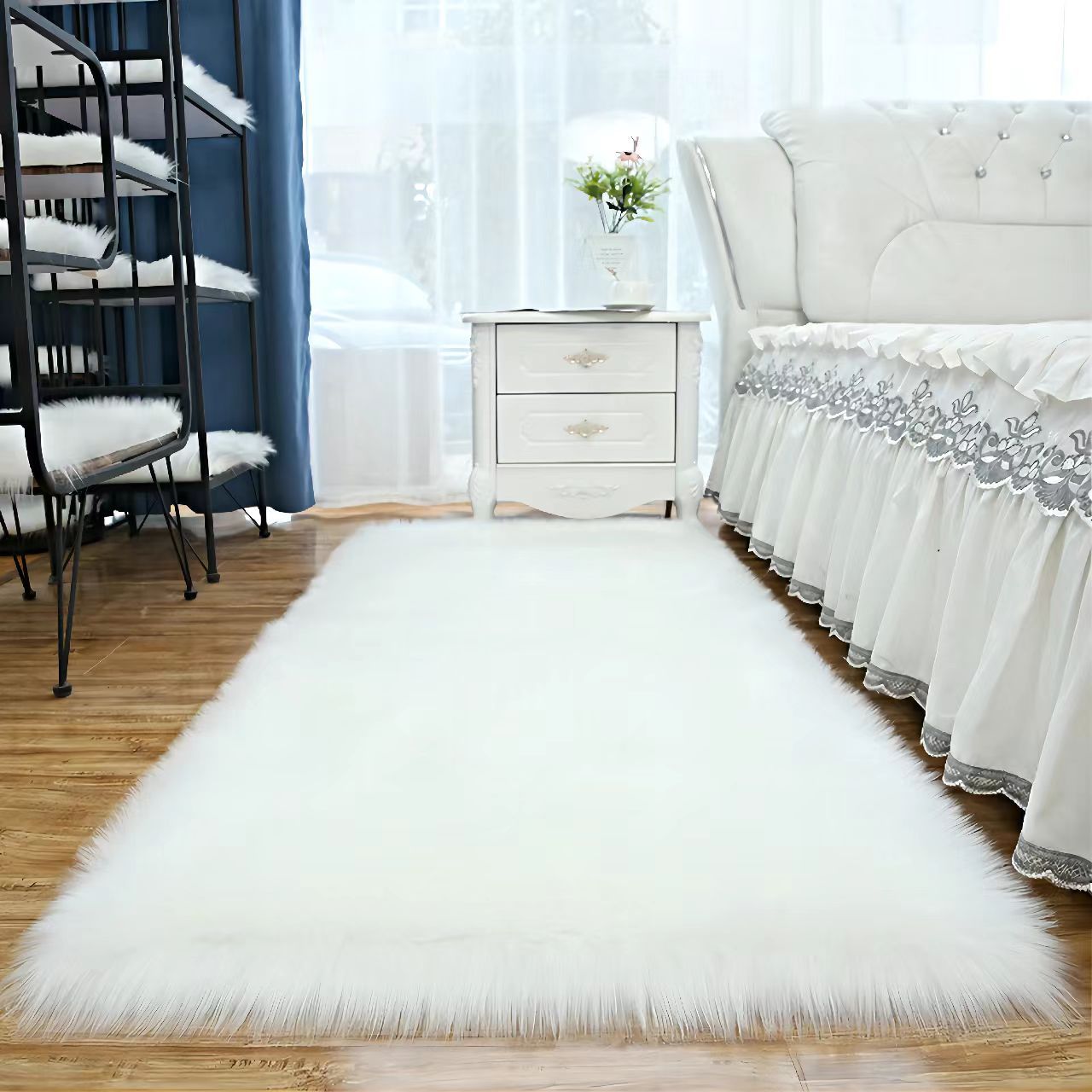 L.Grey Super Soft Faux Fur Area Rugs