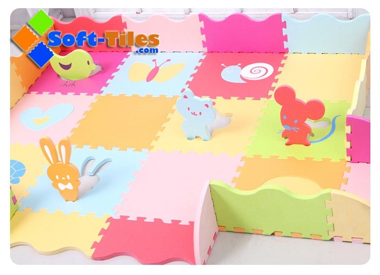 Softer Kids Foam Mat Rails Design 12"x12"